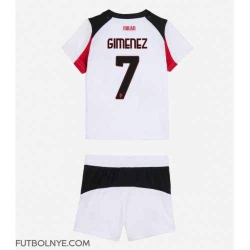 Camiseta AC Milan Santiago Gimenez #7 Visitante Equipación para niños 2025-26 manga corta (+ pantalones cortos)